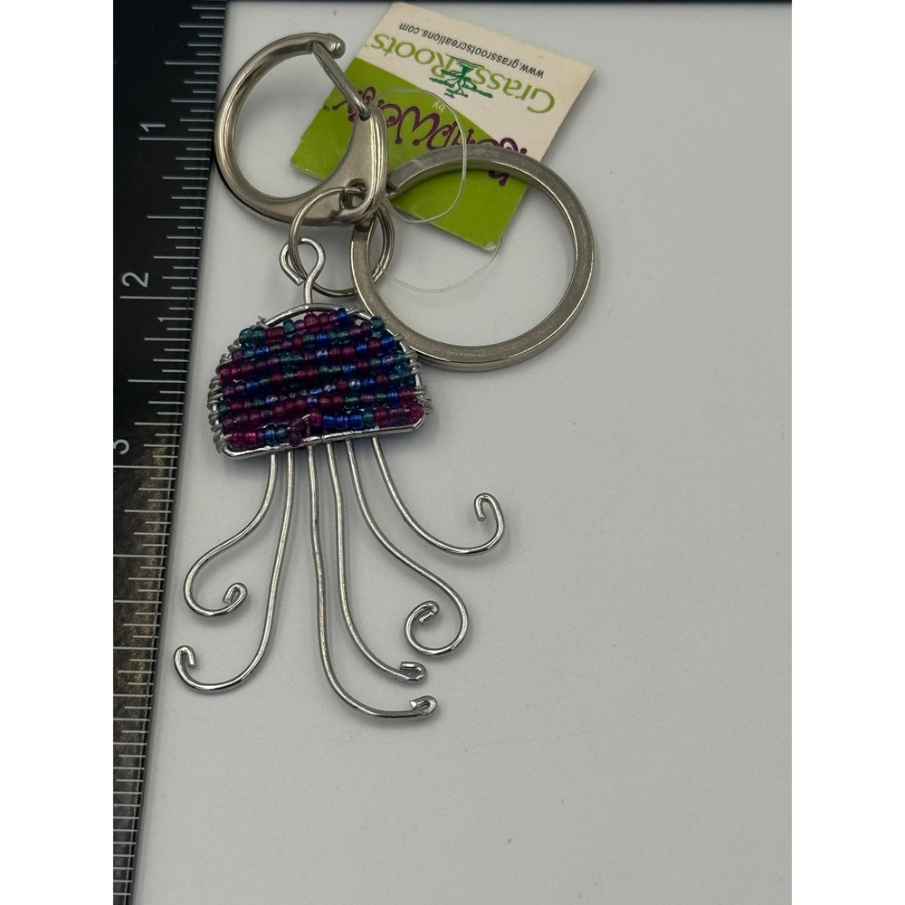 GrassRoots BeadWorx Jellyfish Keychain Beaded‎ Wire Art Purple Teal 75JELKS2 NEW